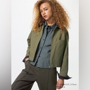 Uniqlo Zip-Up Short Jacket - Olive Green, Size Large